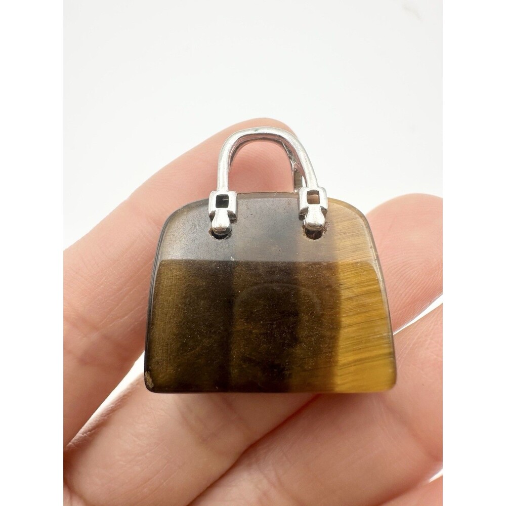 Natural Tiger’s Eye Polished Purse Charm Pendant